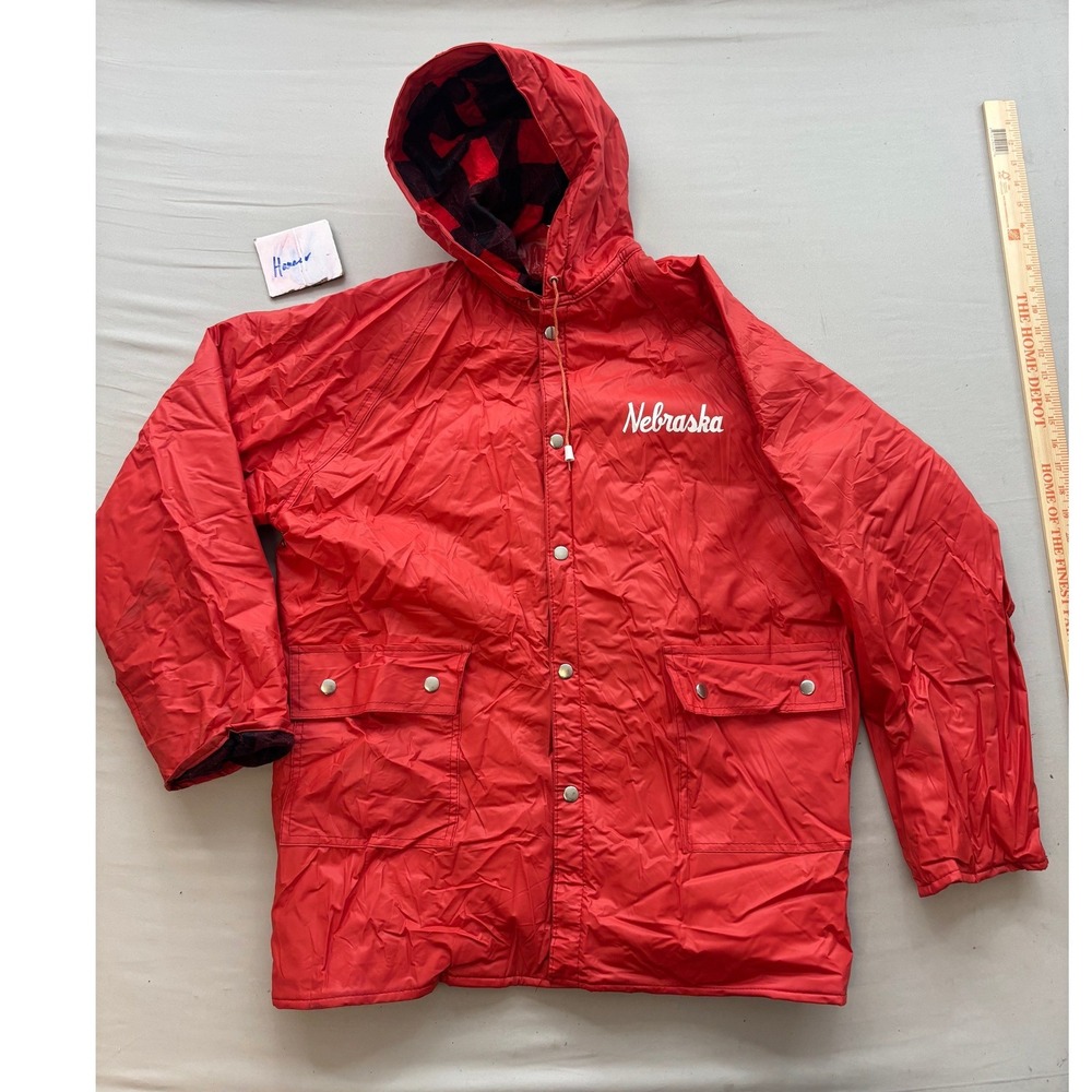 Vintage Swell-Wear Industries Nebraska Red Rain Jacket Plaid Lined Large